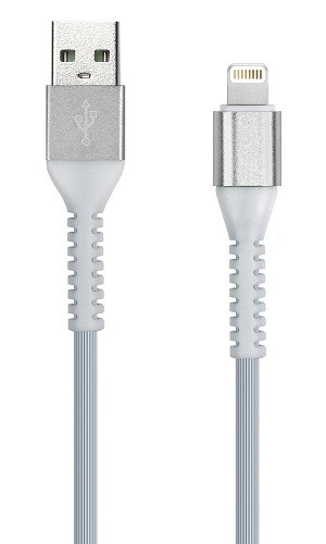 Кабель зарядки Smartbuy 512 Flow 3D, USB - iPhone (2 А, 1 м, серый)