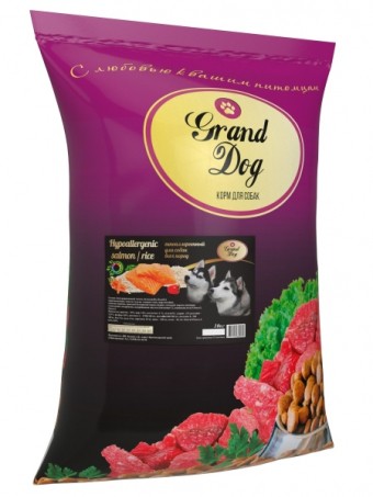 Сухой корм для собак Grand Dog Hypoallergenic, лосось и рис (10 кг)