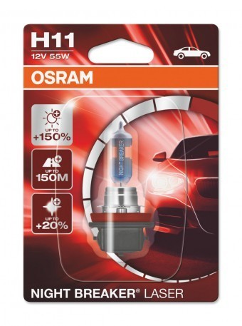 Лампа Osram H11 Night Breaker Laser (12 В, 55 Вт, +150%, блистер)