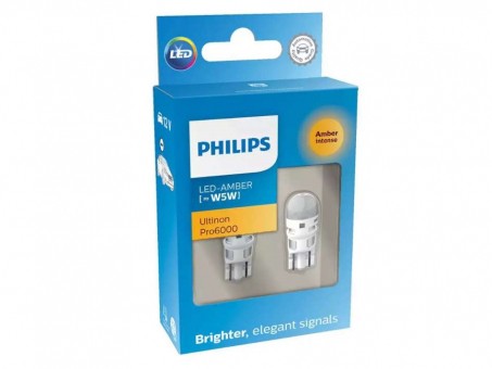 Светодиодные лампы Philips W5W Ultinon Pro6000 LED (янтарный, 2 шт)