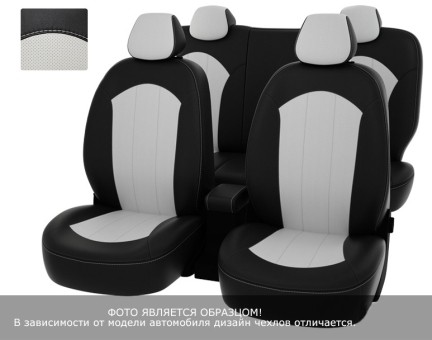 Чехлы  Nissan Tiida 15-> чер-бел экокожа "Оригинал"