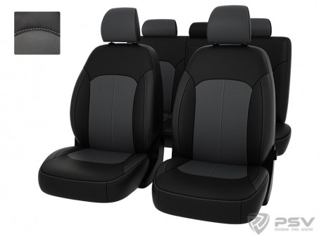 Чехлы  Hyundai Elantra VI 2015-> черно-серая экокожа "Оригинал"