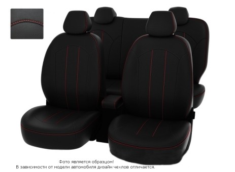 Чехлы  Mazda CX-5 2015-> Рестайлинг 40:20:40 зад.сид черный/отстрочка красная, экокожа "Оригинал"