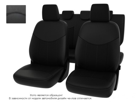 Чехлы  Nissan Sentra 14-> черный/отстрочка черная, экокожа "Оригинал"