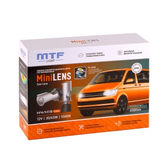 Светодиодные лампы MTF MiniLens H4 H/L (5500K, с линзами)