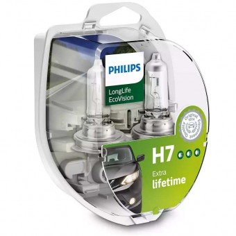 Лампы Philips H7 LongLife EcoVision (12 В, 55 Вт, блистер, 2 шт)
