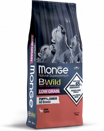 Сухой корм для щенков Monge BWild Low Grain - Puppy Deer (12 кг)