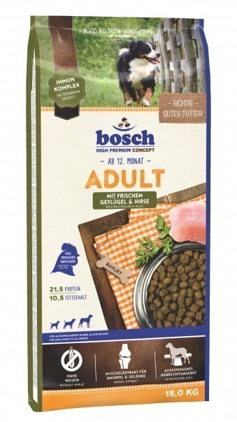 Сухой корм для собак Bosch Adult, птица и просо (15 кг)