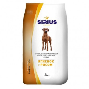 Сухой корм для собак Sirius, ягнёнок и рис (3 кг)