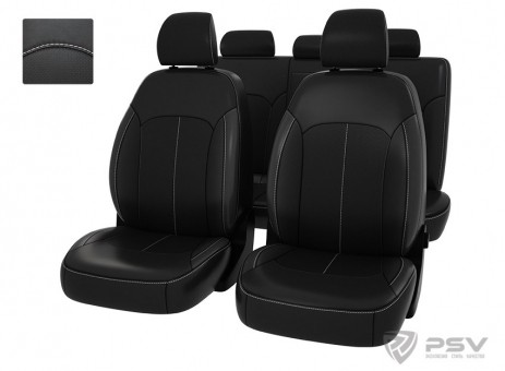 Чехлы  Hyundai Elantra VI 2015-> черный/отстрочка белая, экокожа "Оригинал"