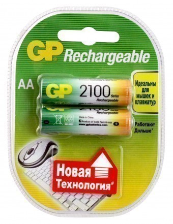 Аккумуляторы AA (R06) GP Rechargeable 2100 (блистер, 2 шт)
