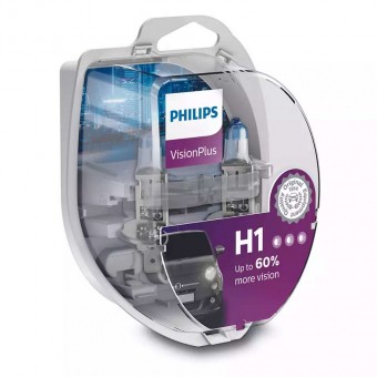 Лампы Philips H1 VisionPlus (12 В, 55 Вт, +60%, блистер, 2 шт)