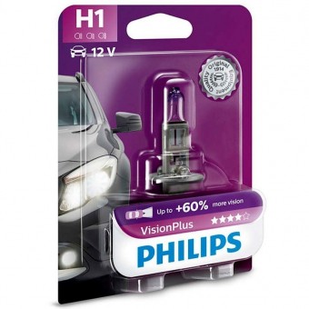 Лампа Philips H1 VisionPlus (12 В, 55 Вт, +60%, блистер)