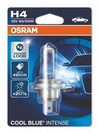 Лампа Osram H4 Cool Blue Intense (12 В, 55/60 Вт, блистер)