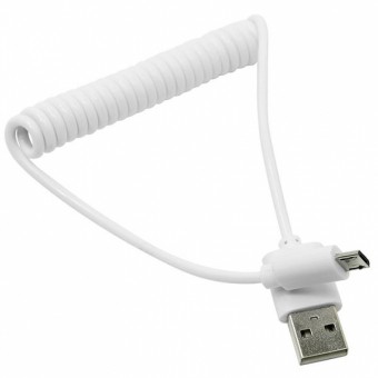 Кабель зарядки Smartbuy 12 Spiral, USB - MicroUSB (спиральный. 1 м, белый)