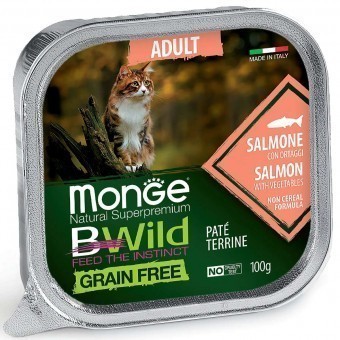 Паштет для кошек Monge BWild Grain Free - Pate terrine Salmone, Adult (100 г)