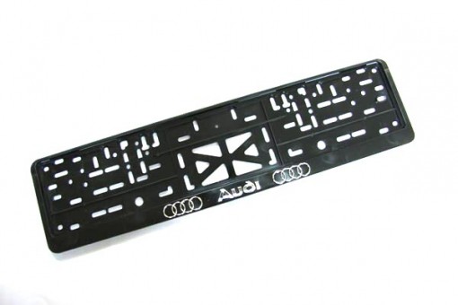 Рамка для номера STD с логотипом Audi (с защелкой, черная)