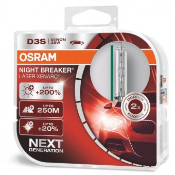 Ксеноновые лампы Osram D3S Xenarc Night Breaker Laser 4500K (+200%, 2 шт)