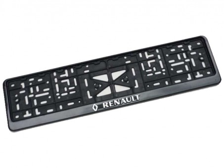 Рамка для номера с логотипом Renault (с защелкой, черная)