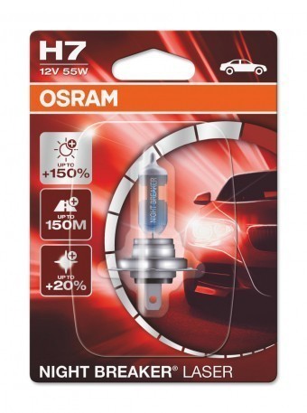 Лампа Osram H1 Night Breaker Laser (12 В, 55 Вт, +150%, блистер)