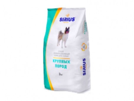 Сухой корм для собак крупных пород Sirius, курица и рис (3 кг)