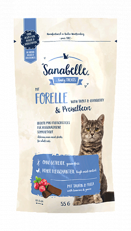 Лакомство для кошек Sanabelle Snack, форель и клюква (55 г)