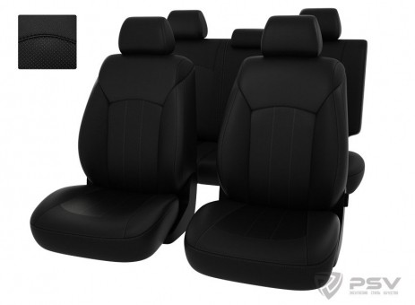Чехлы  Hyundai i40 2011-> черный/отстрочка черная, экокожа "Оригинал"