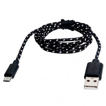 Кабель зарядки Smartbuy 12 Nylon, USB - MicroUSB (1 м, черный)