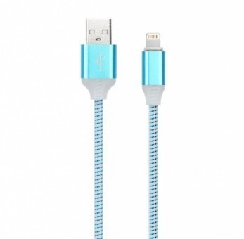 Кабель зарядки Smartbuy 512 Illuminate, USB - iPhone (2 А, 1 м, голубой)