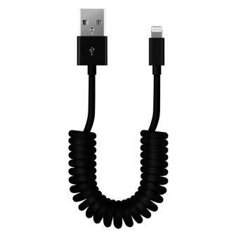 Кабель зарядки Smartbuy 512 Spiral, USB - iPhone (спиральный, 1 м, черный)