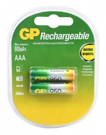 Аккумуляторы AAA (R03) GP Rechargeable 950 (блистер, 2 шт)