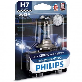 Лампа Philips H7 RasingVision GT200 (12 В, 55 Вт, +200%, блистер)