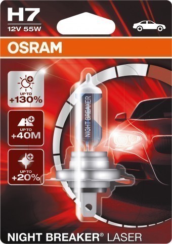 Лампа Osram H7 Night Breaker Laser (12 В, 55 Вт, +150%, блистер)