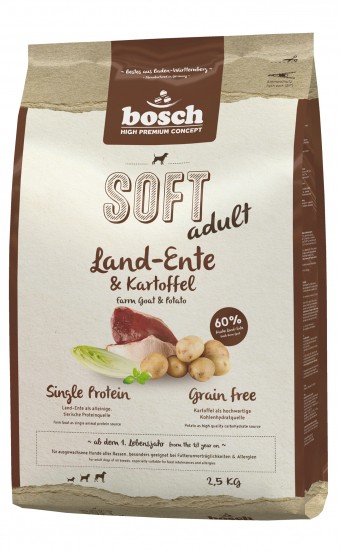 Полувлажный корм для собак Bosch Soft Adult с уткой и картофелем (2,5 кг)