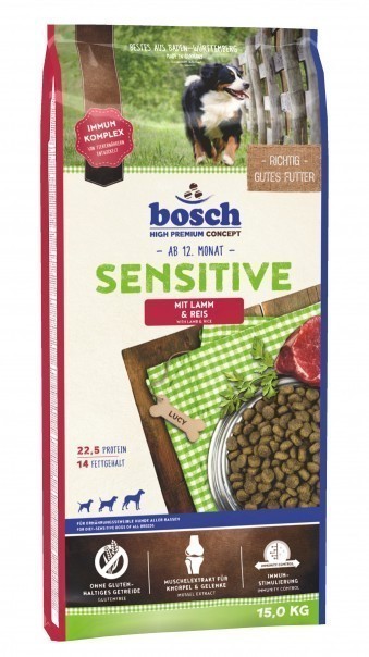Сухой корм для собак Bosch Sensitive, ягнёнок и рис (15 кг)
