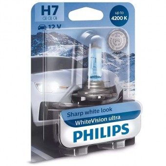 Лампа Philips H7 WhiteVision Ultra (12 В, 55 Вт, блистер)