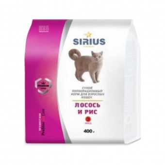 Сухой корм для кошек Sirius, лосось и рис (0,4 кг)