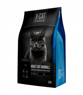 Сухой корм для кошек X-Cat Adult Hairball, с индейкой (3 кг)