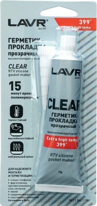 Lavr Ln1740 Герметик-прокладка высокотемпературный (прозрачный, 70 г)