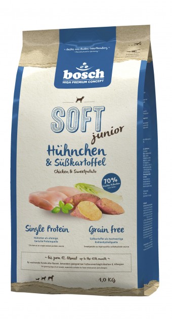 Полувлажный корм для щенков Bosch Soft Junior с курицей и бататом (1 кг)