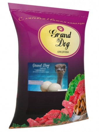 Сухой корм для собак Grand Dog Ostrich, с мясом страуса и яйцом (10 кг)