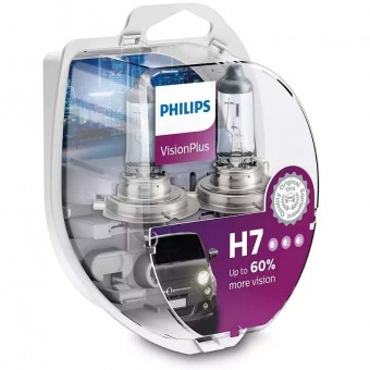 Лампы Philips H7 VisionPlus (12 В, 55 Вт, +60%, блистер, 2 шт)