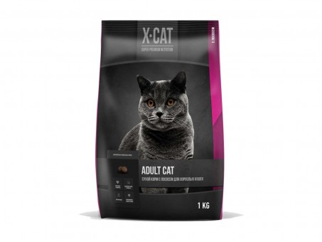 Сухой корм для кошек X-Cat Adult, с лососем (1 кг)